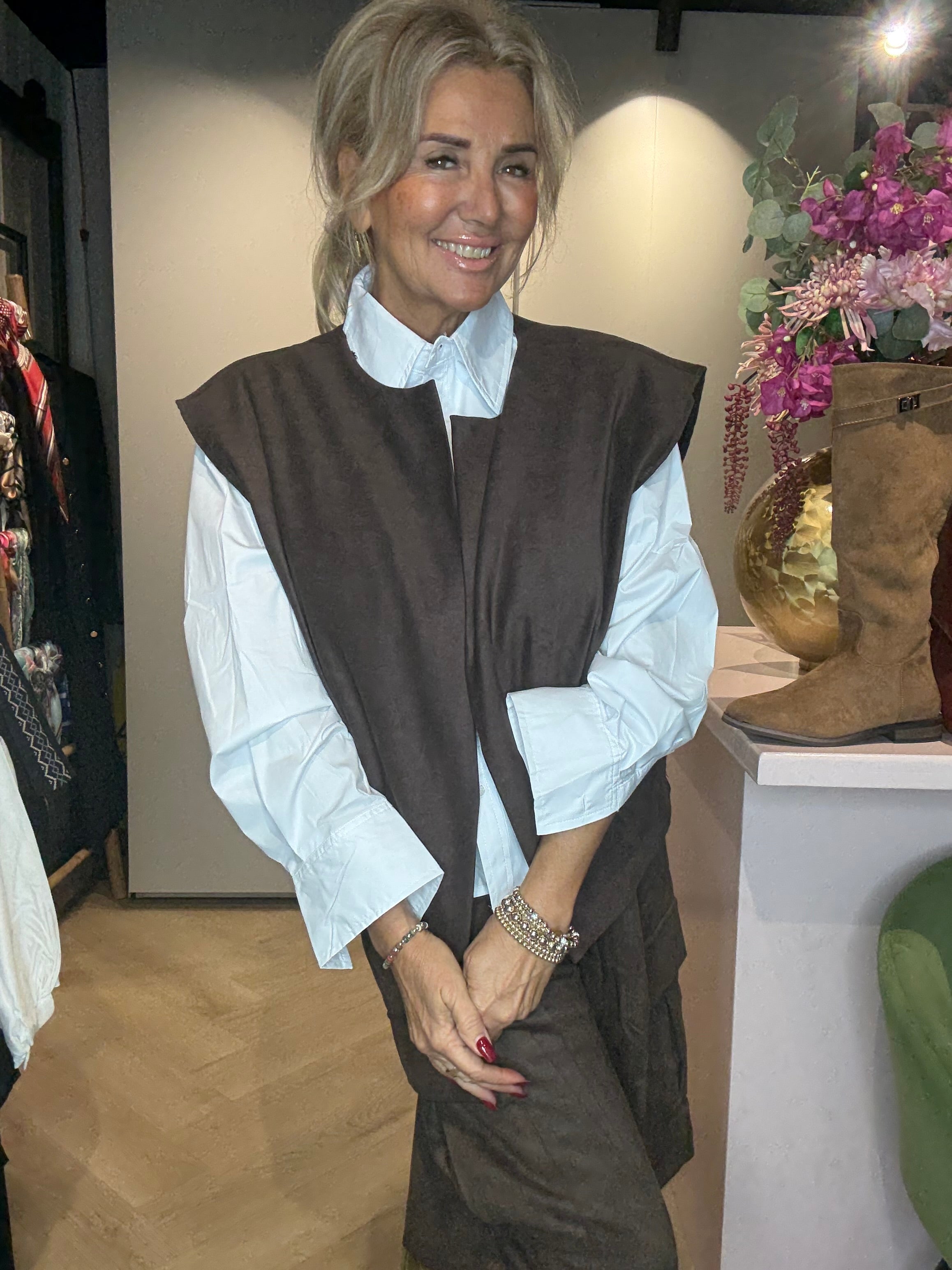 Gilet Suedine Look Bruin